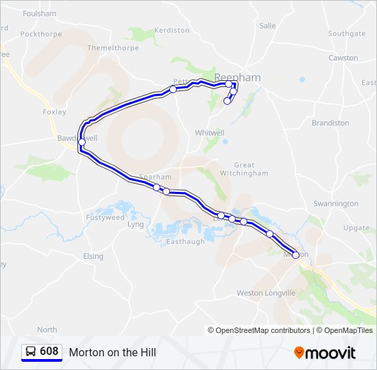 608 Bus Line Map