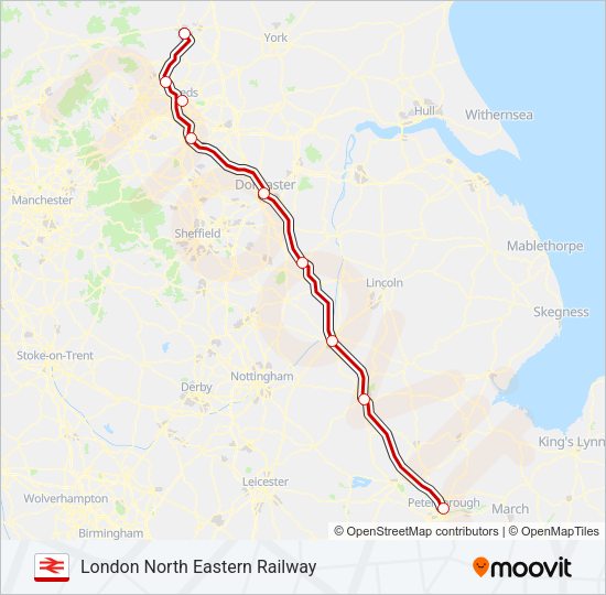 LONDON NORTH EASTERN RAILWAY Train Line Map