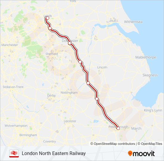 LONDON NORTH EASTERN RAILWAY Train Line Map