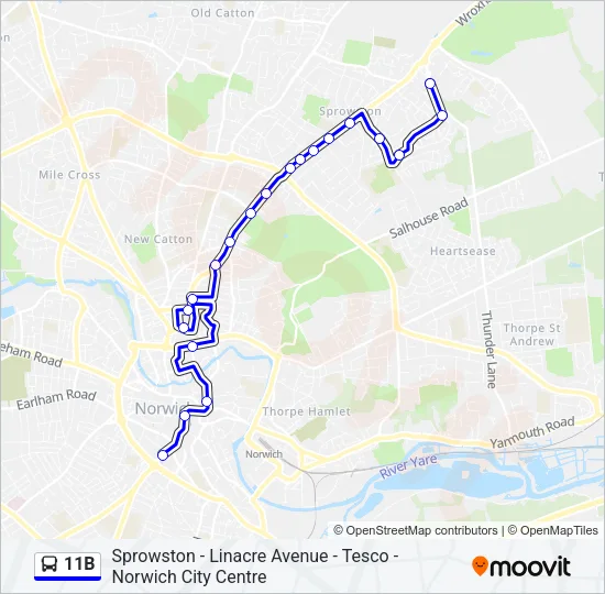 11B Bus Line Map