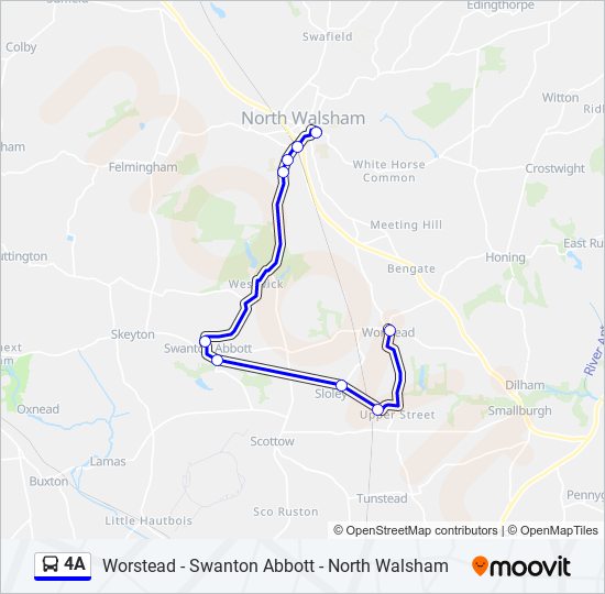4a Route Schedules, Stops & Maps North Walsham (Updated)