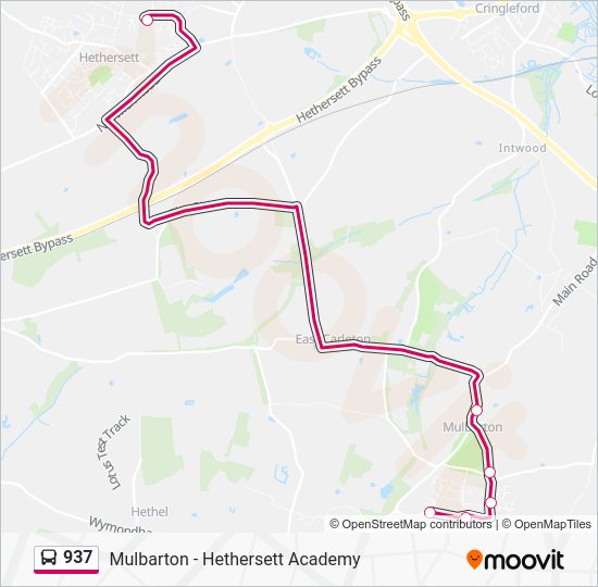 937 Route Schedules, Stops & Maps Mulbarton (Updated)