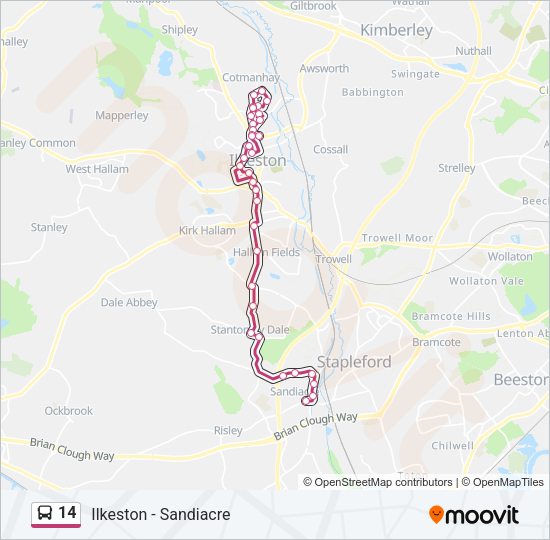14 Route: Schedules, Stops & Maps - Ilkeston (Updated)