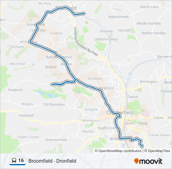 16 Route: Schedules, Stops & Maps - Dronfield (Updated)