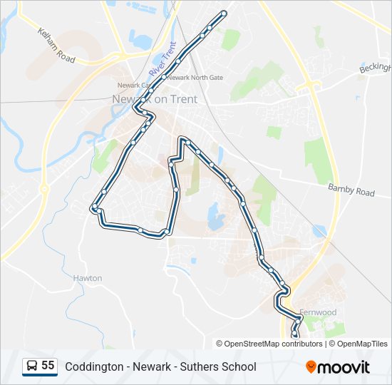 55 Bus Line Map