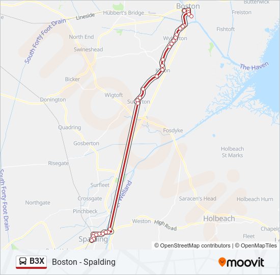 B3X bus Line Map