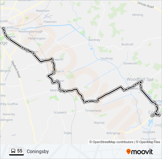 55 bus Line Map