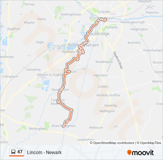 47 bus Line Map