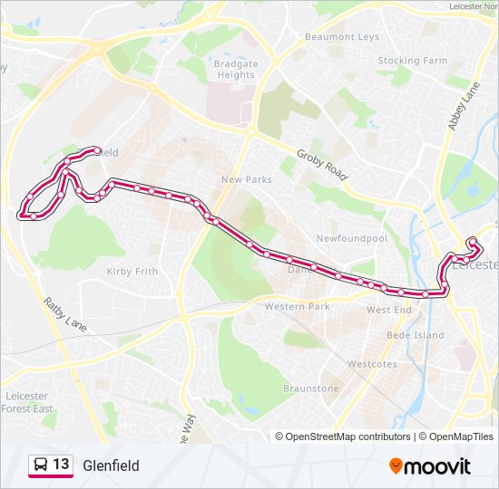 13 Bus Line Map