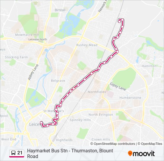 21 bus Line Map