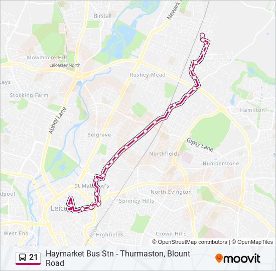 21 bus Line Map