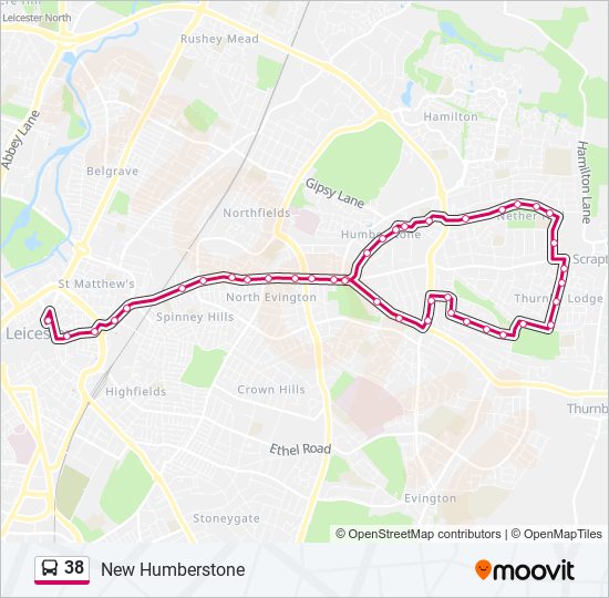 38 bus Line Map