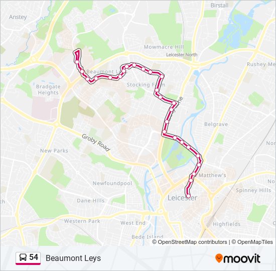 54-route-schedules-stops-maps-beaumont-leys-updated