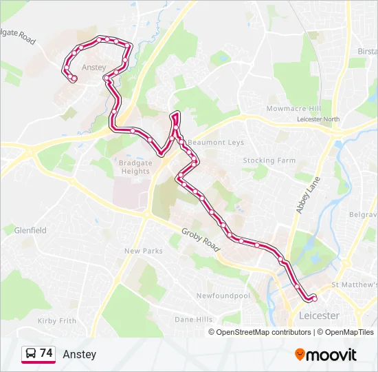 74 Bus Line Map