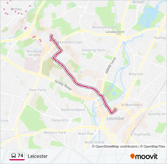74 Bus Line Map