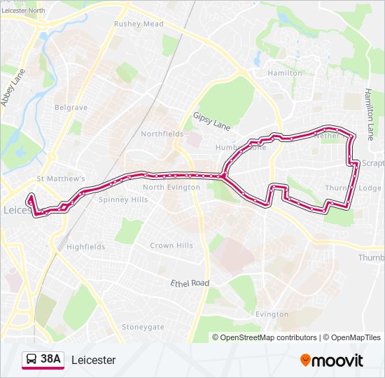 38A bus Line Map