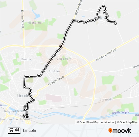 44 bus Line Map