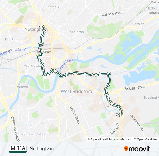 11A bus Line Map