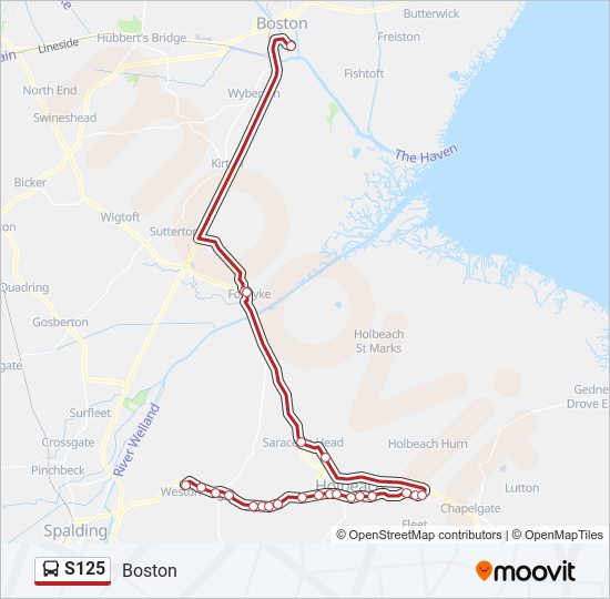 S125 bus Line Map