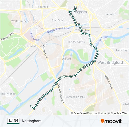 n4 Route Schedules, Stops & Maps Nottingham (Updated)