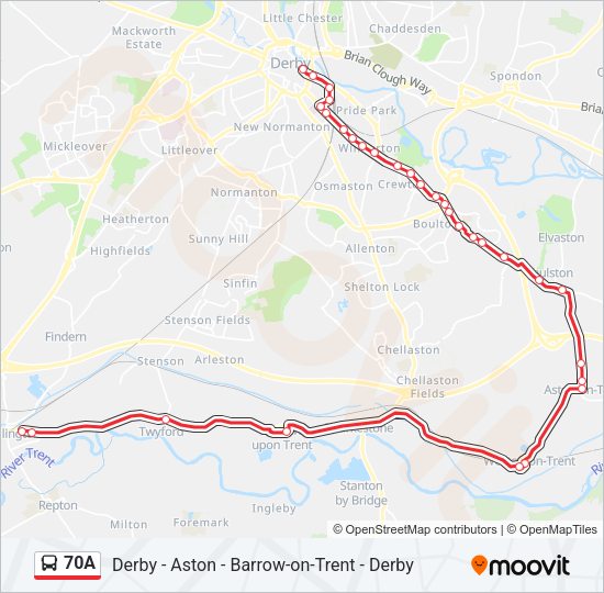 70A Bus Line Map