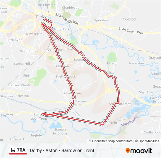 70A Bus Line Map