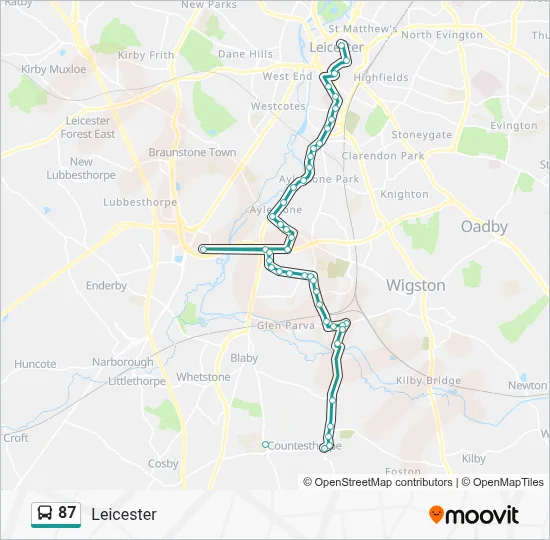 87 Route - Leicester - Countesthorpe: Schedules, Stops & Maps (Updated)