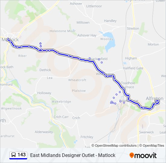 143 bus Line Map