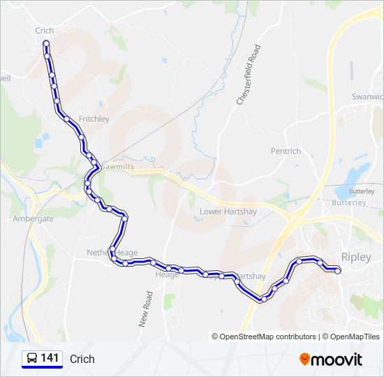 141 Route: Schedules, Stops & Maps - Crich (Updated)