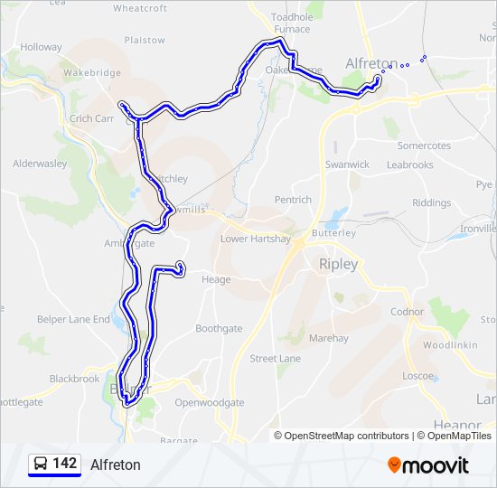 142 Route: Schedules, Stops & Maps - Alfreton (Updated)