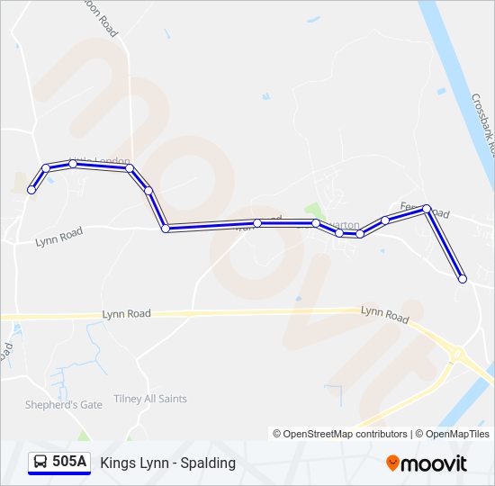 505A Bus Line Map