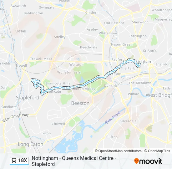 18X Bus Line Map