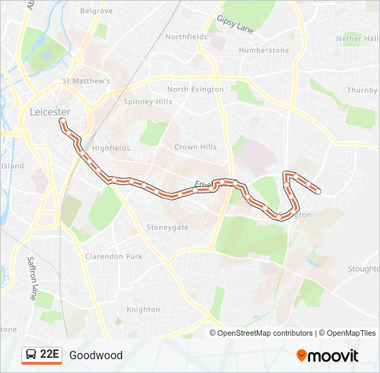 22E Bus Line Map