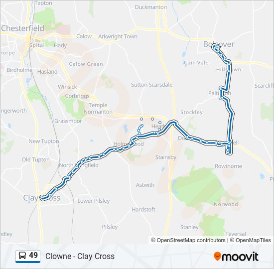 49 Route: Schedules, Stops & Maps - Bolsover (Updated)