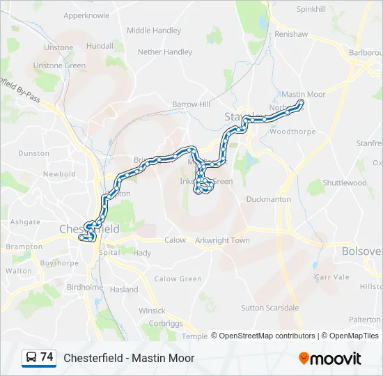 74 Bus Line Map