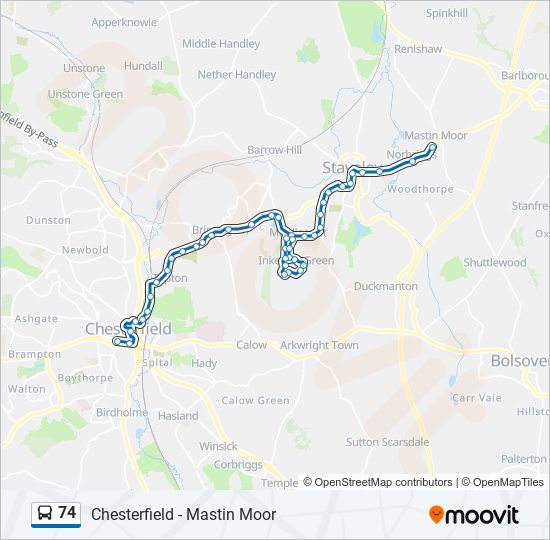 74 Route: Schedules, Stops & Maps - Mastin Moor (Updated)