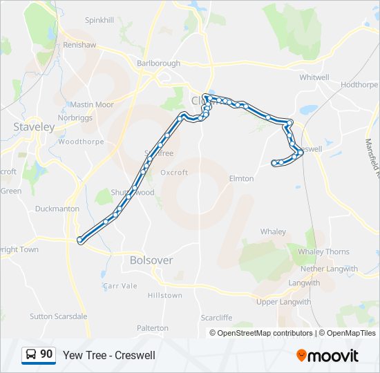 90 bus Line Map