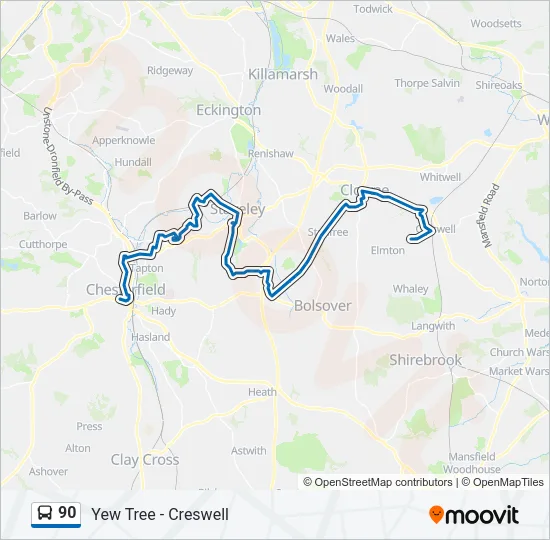 90 Bus Line Map