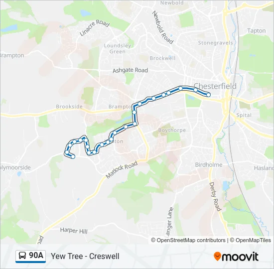 90A Bus Line Map