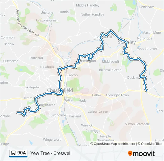 90A Bus Line Map