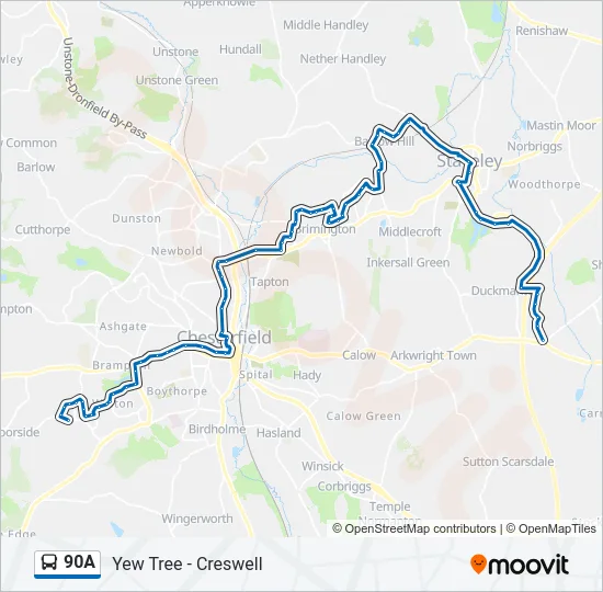 90A Bus Line Map