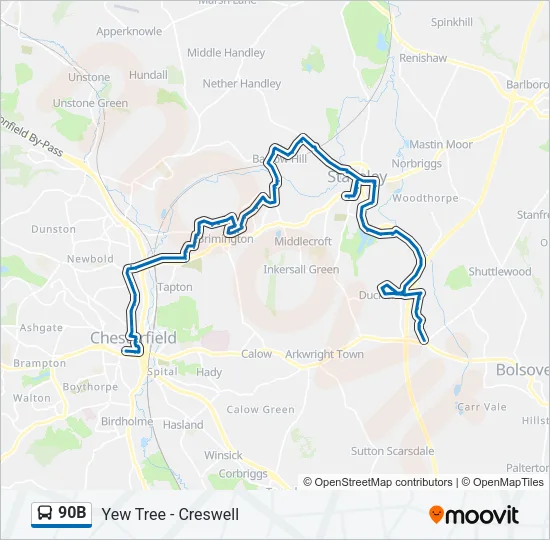 90B Bus Line Map