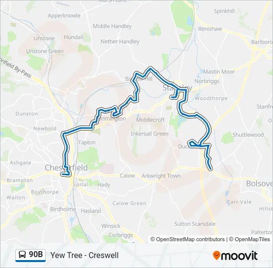 90B Bus Line Map