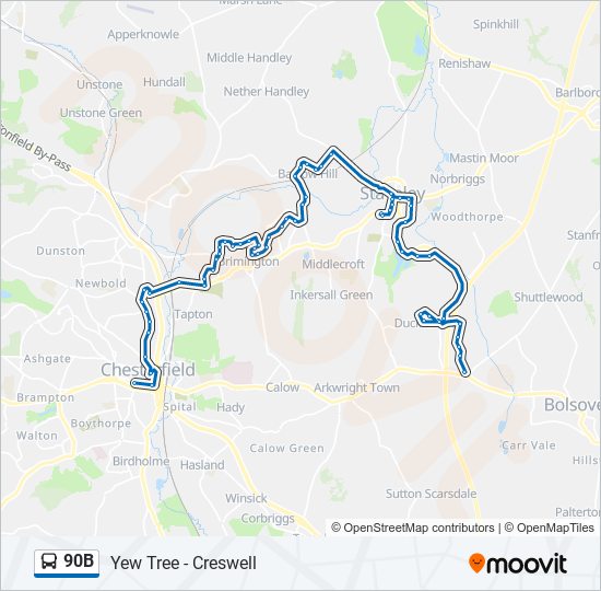 90b Route: Schedules, Stops & Maps - Chesterfield (Updated)