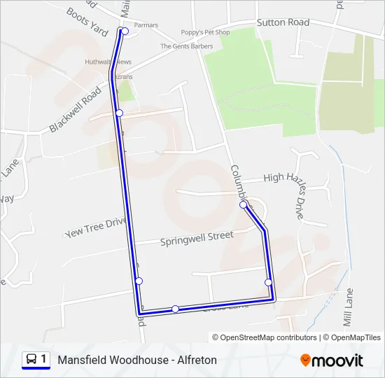 1 Bus Line Map