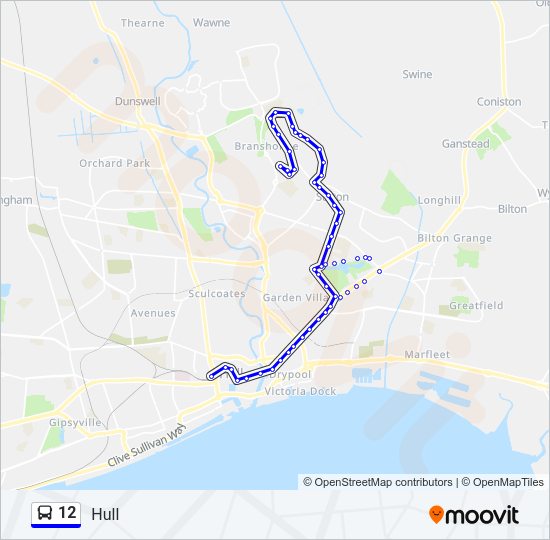 12 Route: Schedules, Stops & Maps - Hull (Updated)