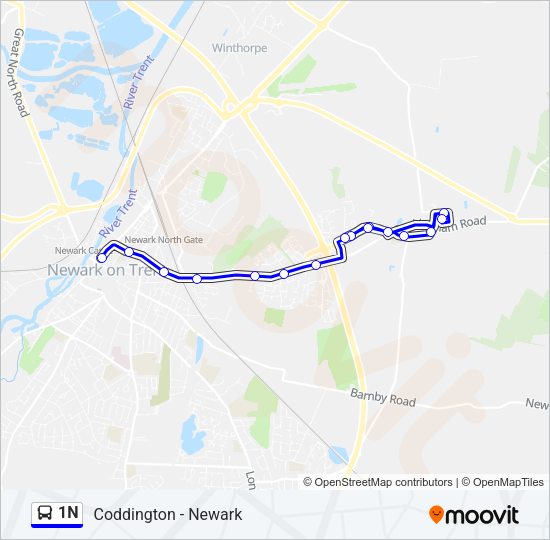 1N Bus Line Map
