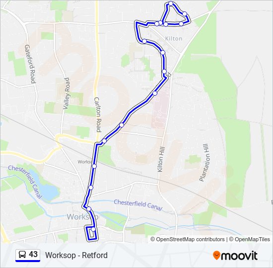 43 Route: Schedules, Stops & Maps - Worksop (Updated)