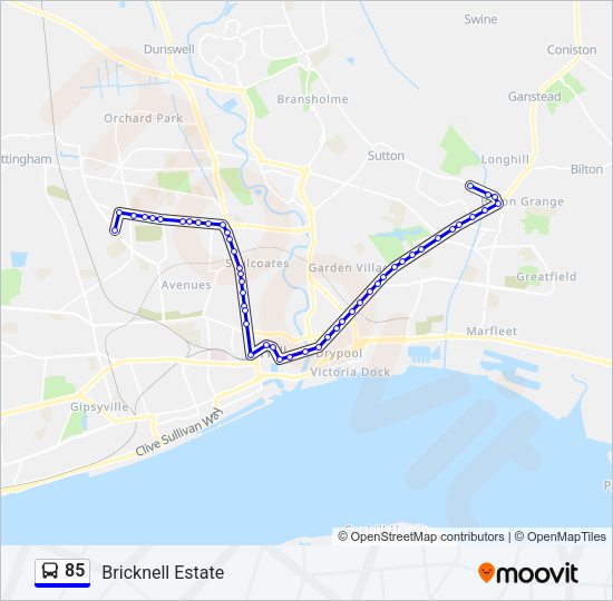 85 Bus Line Map