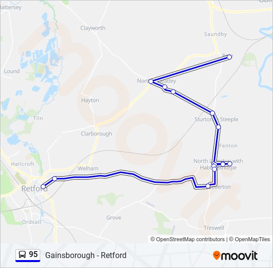 95 bus Line Map